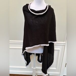Chico's Linen Black and White Poncho